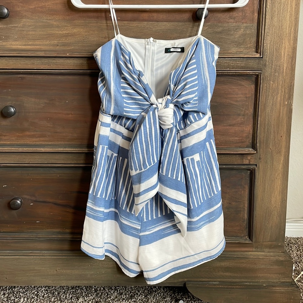 Boutique Tie Front Strapless Romper